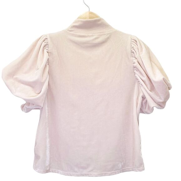 Free People Claudia Velvet Tee Puff Sleeve Mockneck Top Ballet Pink Size XS - Picture 5 of 14